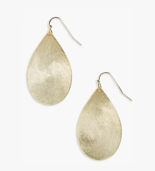 Large Brushed Teardrop Earrings